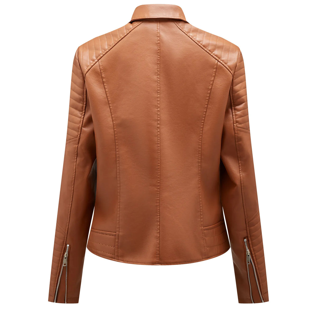 Spring and Autumn short women's leather jacket, Slim lapel biker suit, oblique zipper jacket women's coat