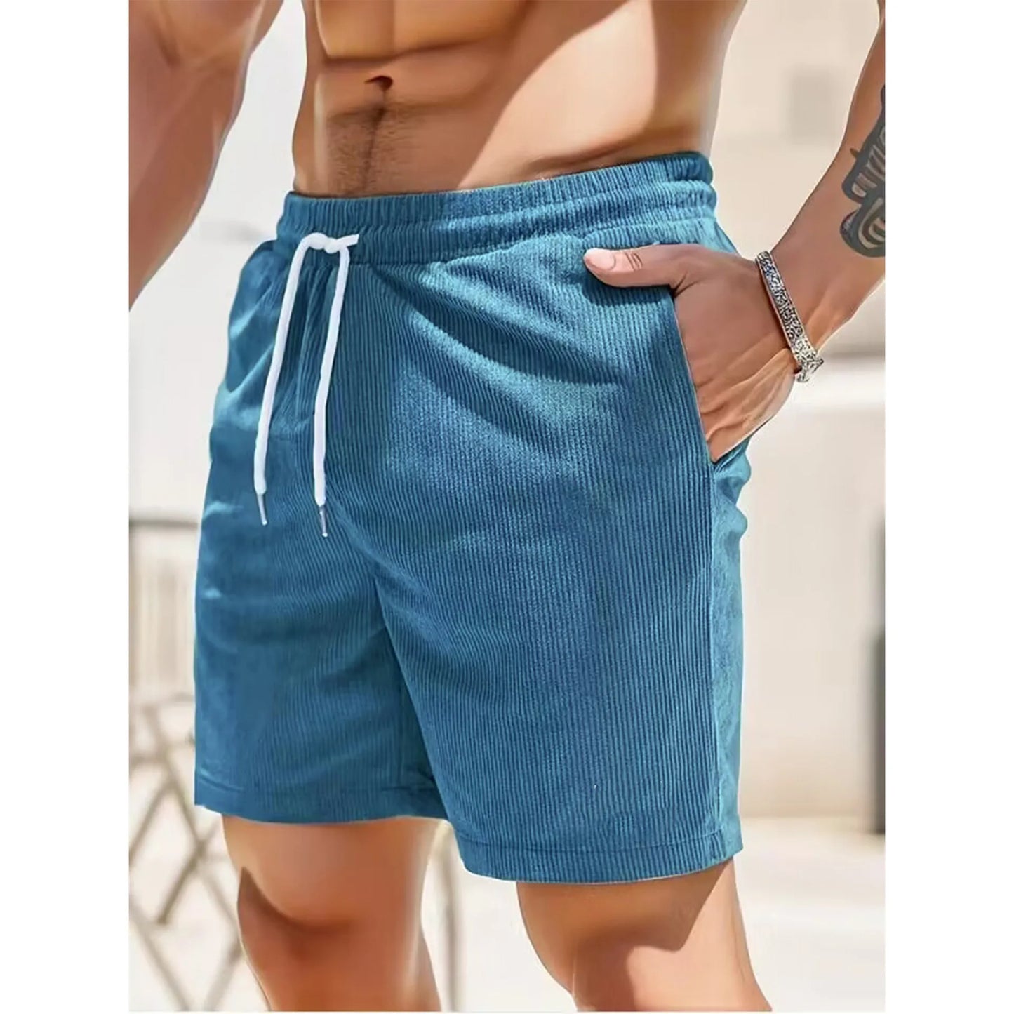2026 Summer Men Corduroy Shorts Casual Lightweight Loose fit Men's Beach Board Shorts Short Pants Trousers