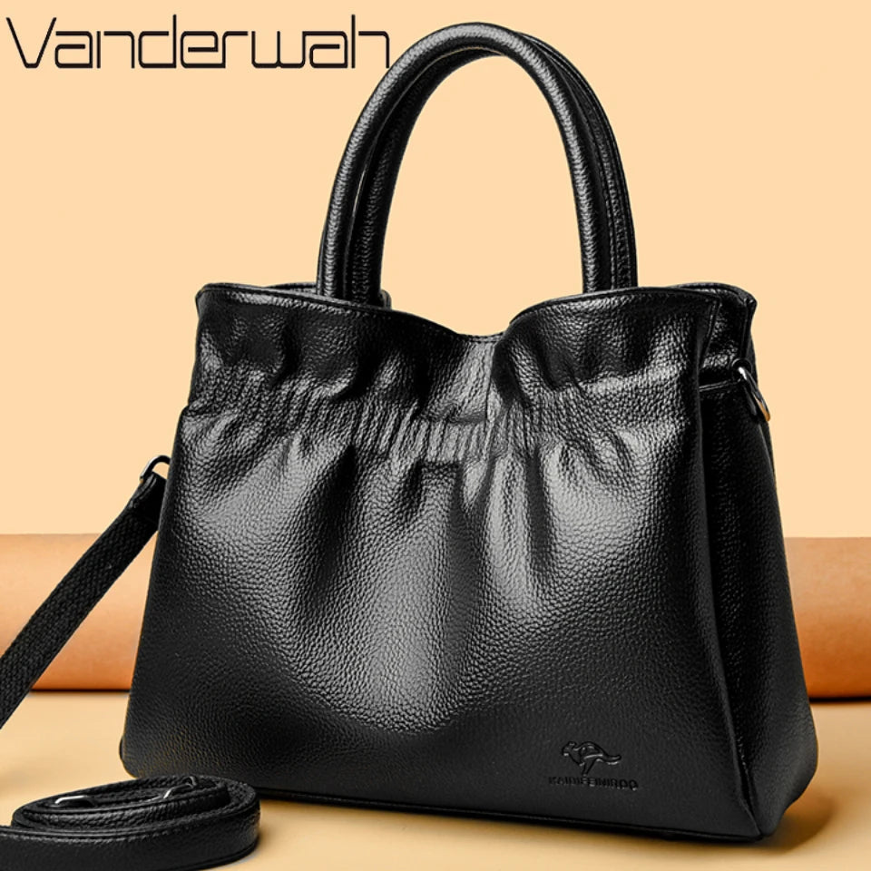 Luxury Soft Leather Shoulder Crossbody Bag for Women Mother 2025 Designer Handbags and Purse Female Small Casual Tote Sac A Main