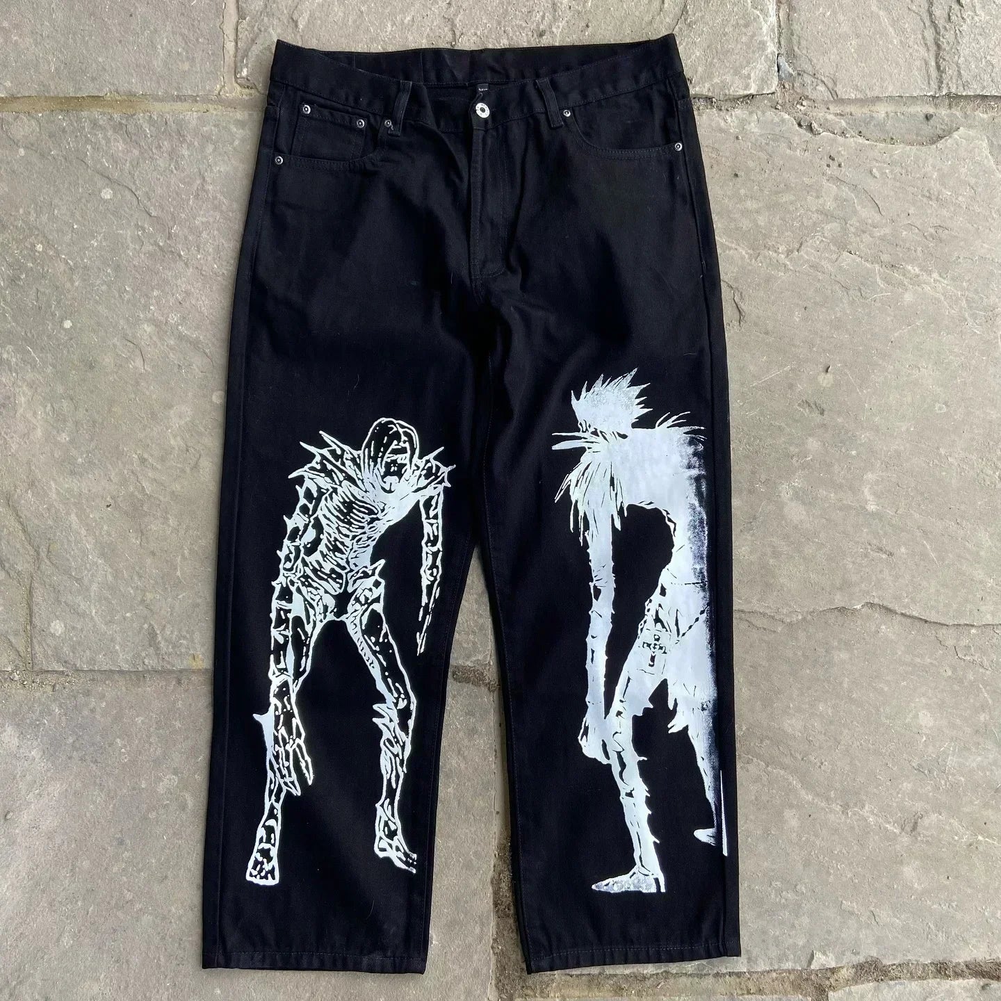 New Y2K Japanese Anime Cartoon Printing Men Loose Trend Jeans Street High Waist Women Pants Hip Hop Harajuku Men's Clothing