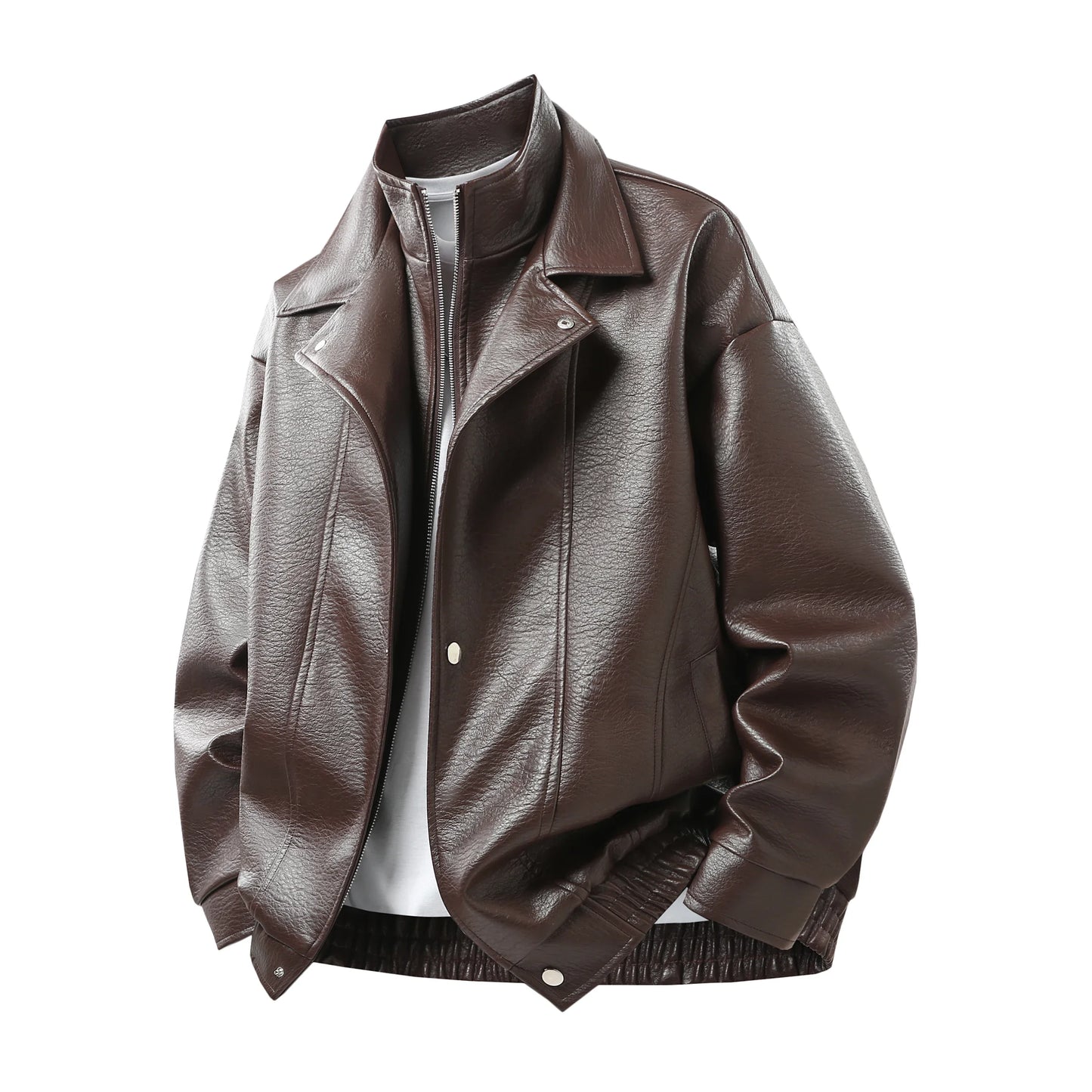 Leather Jacket Autumn Winter Outdoor Comfortable Warm Breathable Men's Jacket Sports Fitness Running Leisure Handsome Imitation
