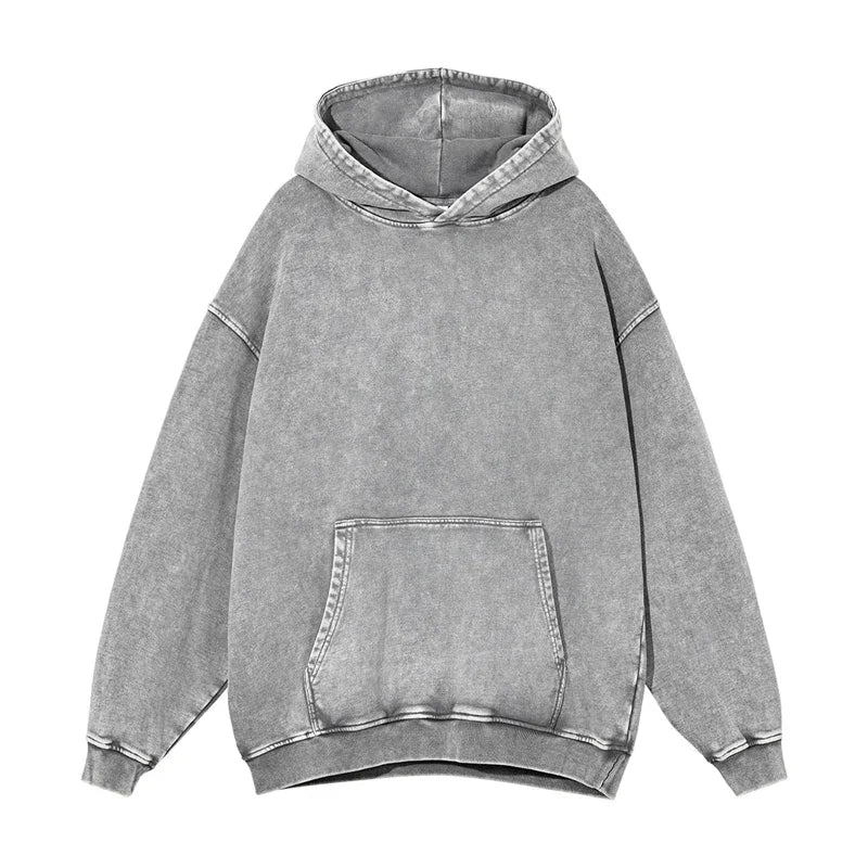 2024 Autumn Winter Men 420gsm Hoodies Streetwears High Street Heavy Weight Washed Cotton Sweatshirts Brand Tracksuit
