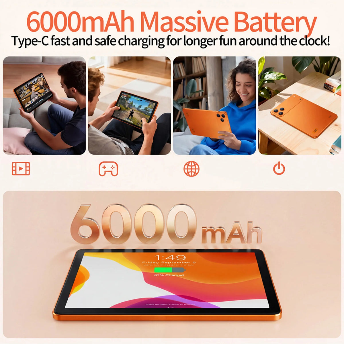 2026 New 9 Inch I17 Android Kids' Tablet Octa Core 4GB RAM 64GB ROM, WiFi, 6000mAh Battery, Dual Camera, Google Tablet PC