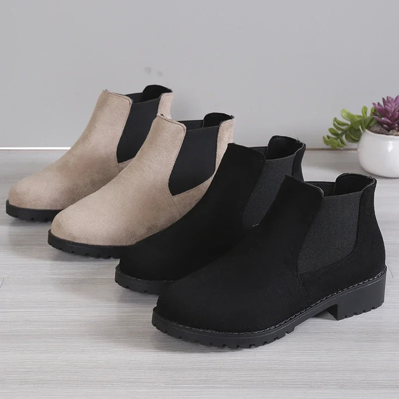 2025 Autumn and Winter New Women's Boots, High-Quality Women's Shoes, Fashionable High-End Square Heel Short Leg Chelsea Boots