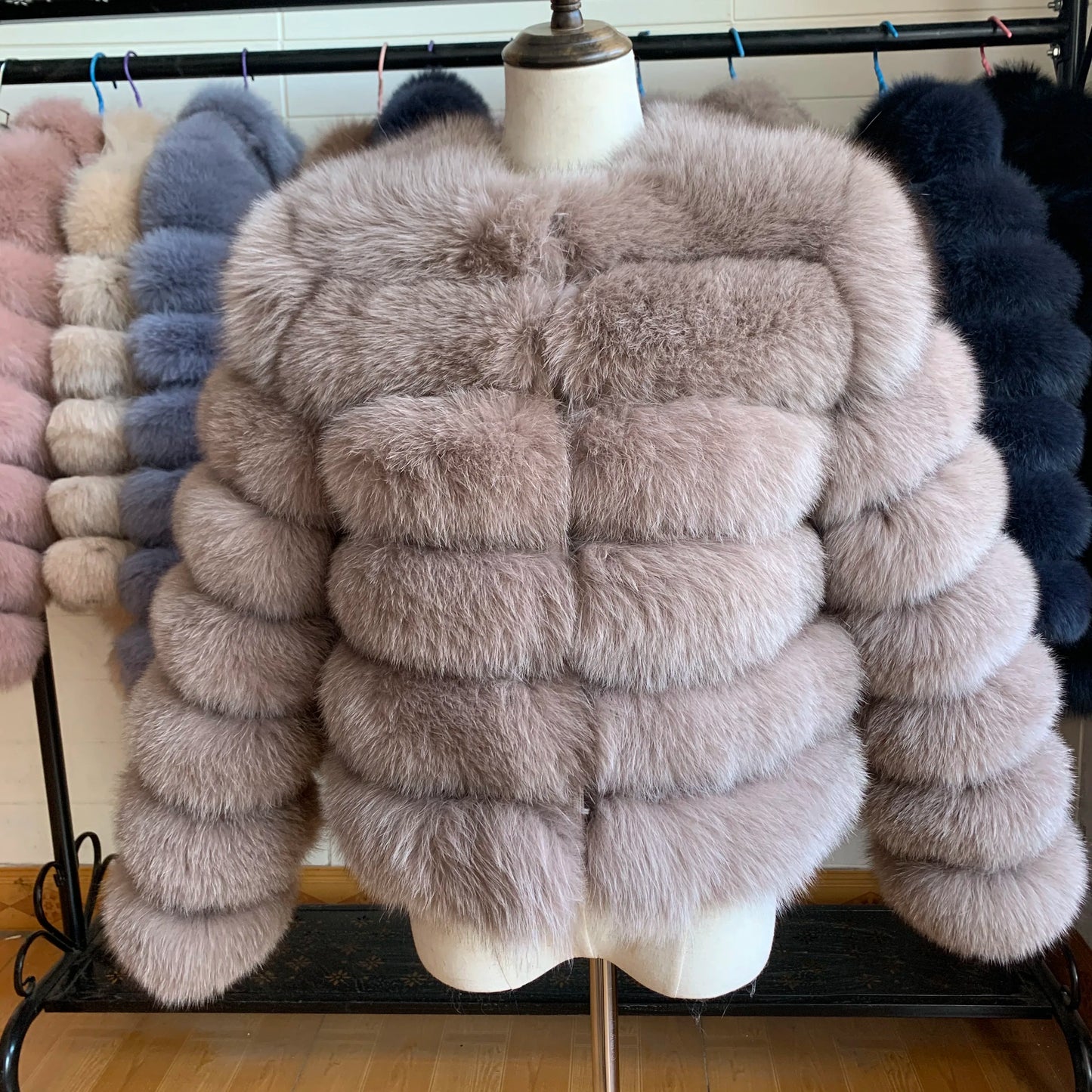 NEW Style Length Sleeves 4in1 Real Fur Coats Women Natural Real Fur Jackets Vest Winter Outerwear Women Fox Fur Coat Quality Fur