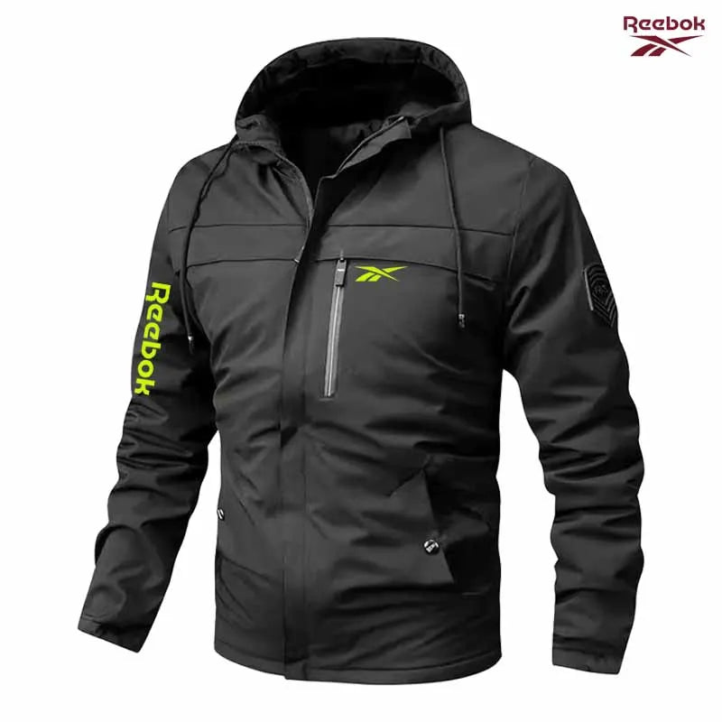 Reebok brand men's lightweight hooded jacket, an outdoor windproof and water-resistant jacket, specially designed for mountain c