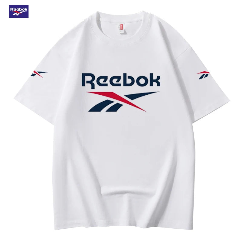 Reebok Summer New Color-Block Short Sleeve - Suitable for Men and Women. Loose and Comfortable. Fashionable Street Style.