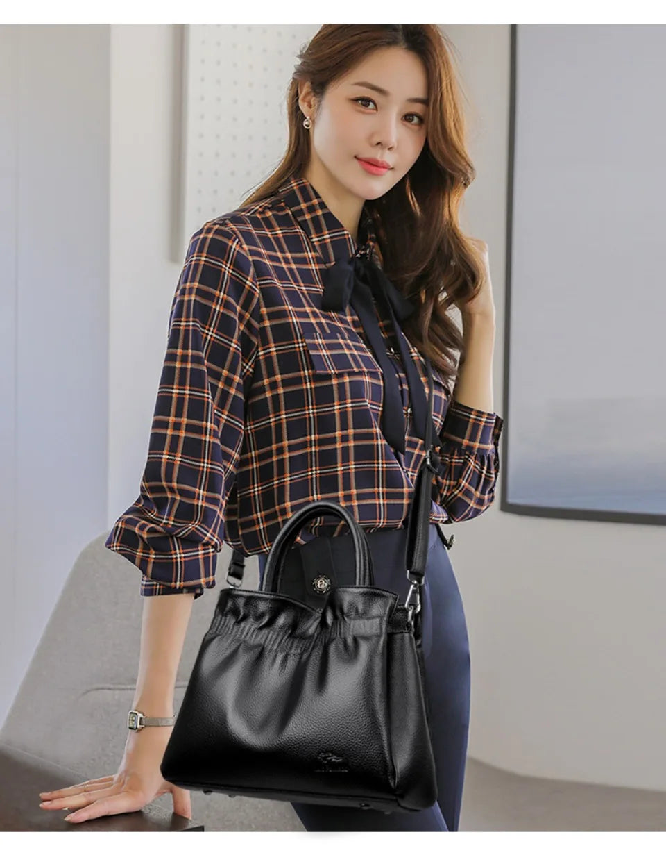 Luxury Soft Leather Shoulder Crossbody Bag for Women Mother 2025 Designer Handbags and Purse Female Small Casual Tote Sac A Main