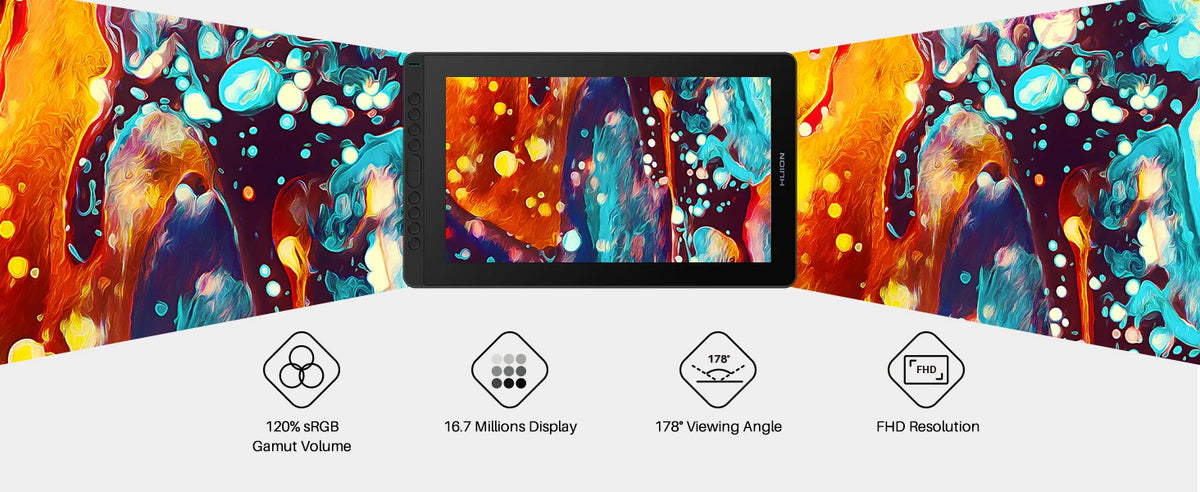 HUION New Arrival Kamvas 16(2021) Graphics Drawing Monitor Battery-free Digital Pen Tablet For Win/MAC And Android 120%s RGB