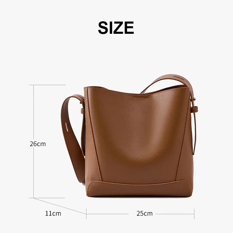 Cowhide Women's Shoulder Bag Fashion Trend Luxury Designer Bucket Bags Large Capacity Genuine Leather Women Crossbody Bags
