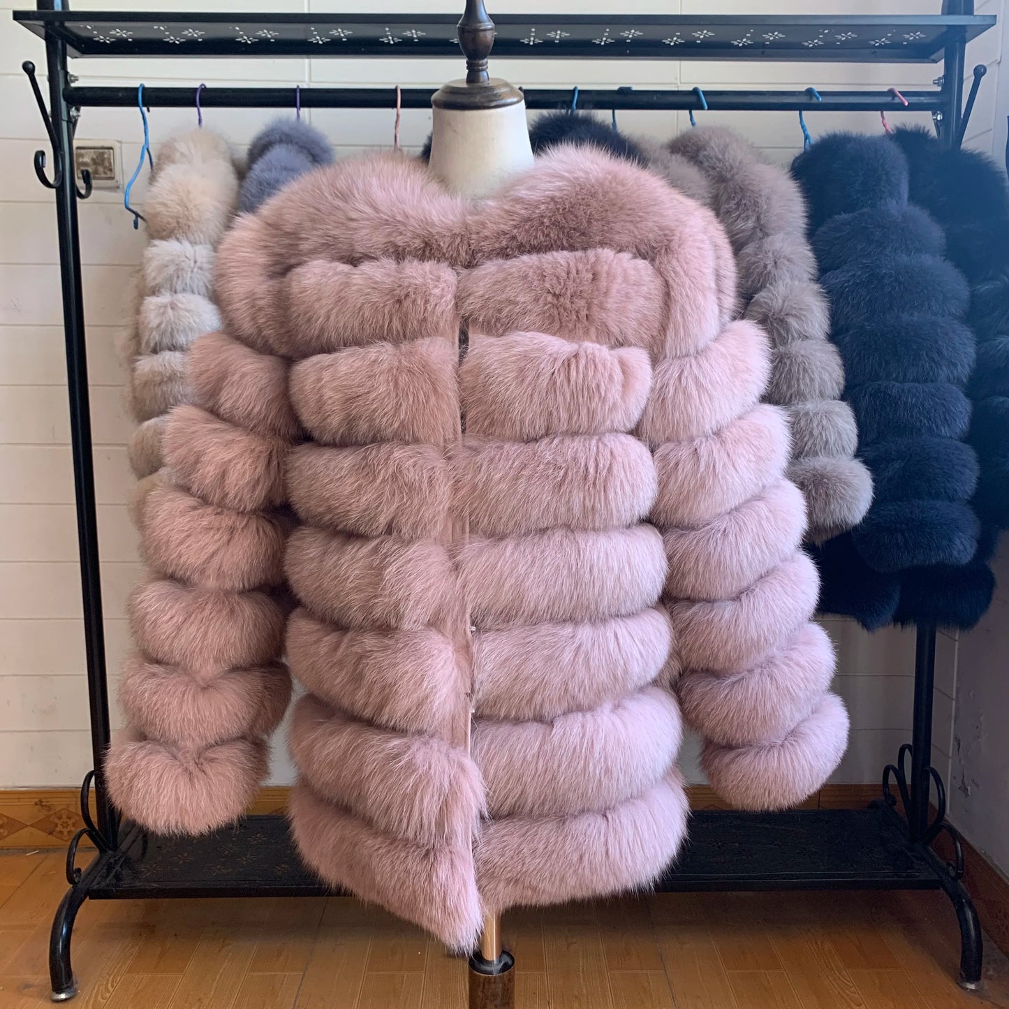 NEW Style Length Sleeves 4in1 Real Fur Coats Women Natural Real Fur Jackets Vest Winter Outerwear Women Fox Fur Coat Quality Fur