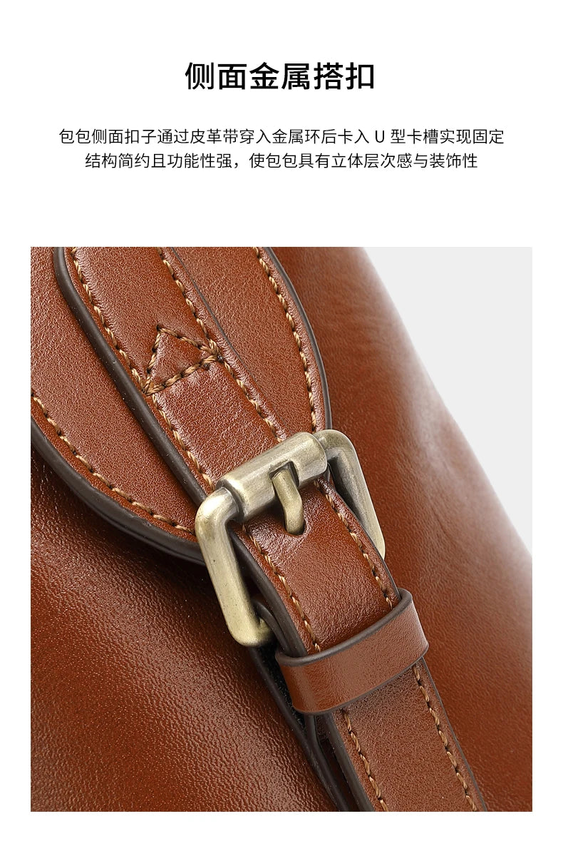 BURMINSA Genuine Cowhide Leather Handbags For Women Retro Pillow Top Handle Bags Bowling Daily Work Crossbody Shoulder Purses