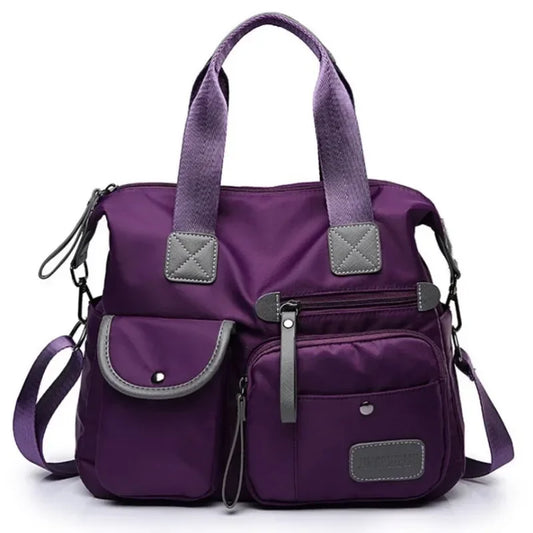 Women Tote Bag With Multi Pockets, Large Capacity Shoulder Bag, Lightweight Nylon Crossbody Bag For Travel
