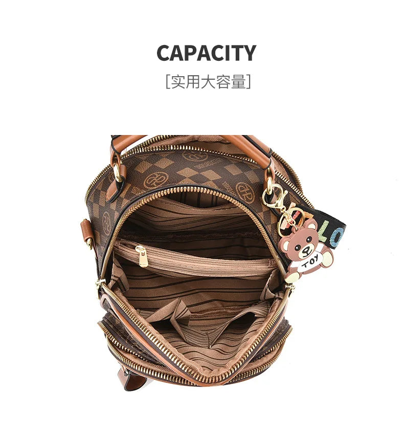 Fashion Trend Women's Backpack High Quality Soft Leather Women School Bag Famous Luxury Designer Female Shoulder Bags Sac A Dos