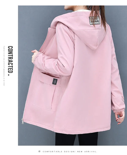 2023 Autumn Winter New Thick Warm Lamb Wool Cotton-padded Coat Women's Mid-length All-fit Loose Hooded Female Blouse