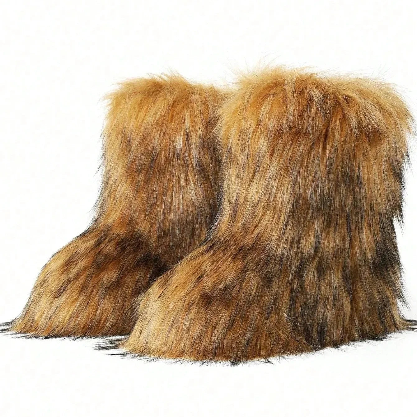 Women's Winter Fluffy Faux Fox Fur Boots Woman Plush Warm Snow Boots Luxury Footwear Girls' Furry Fur Bottes Fashion
