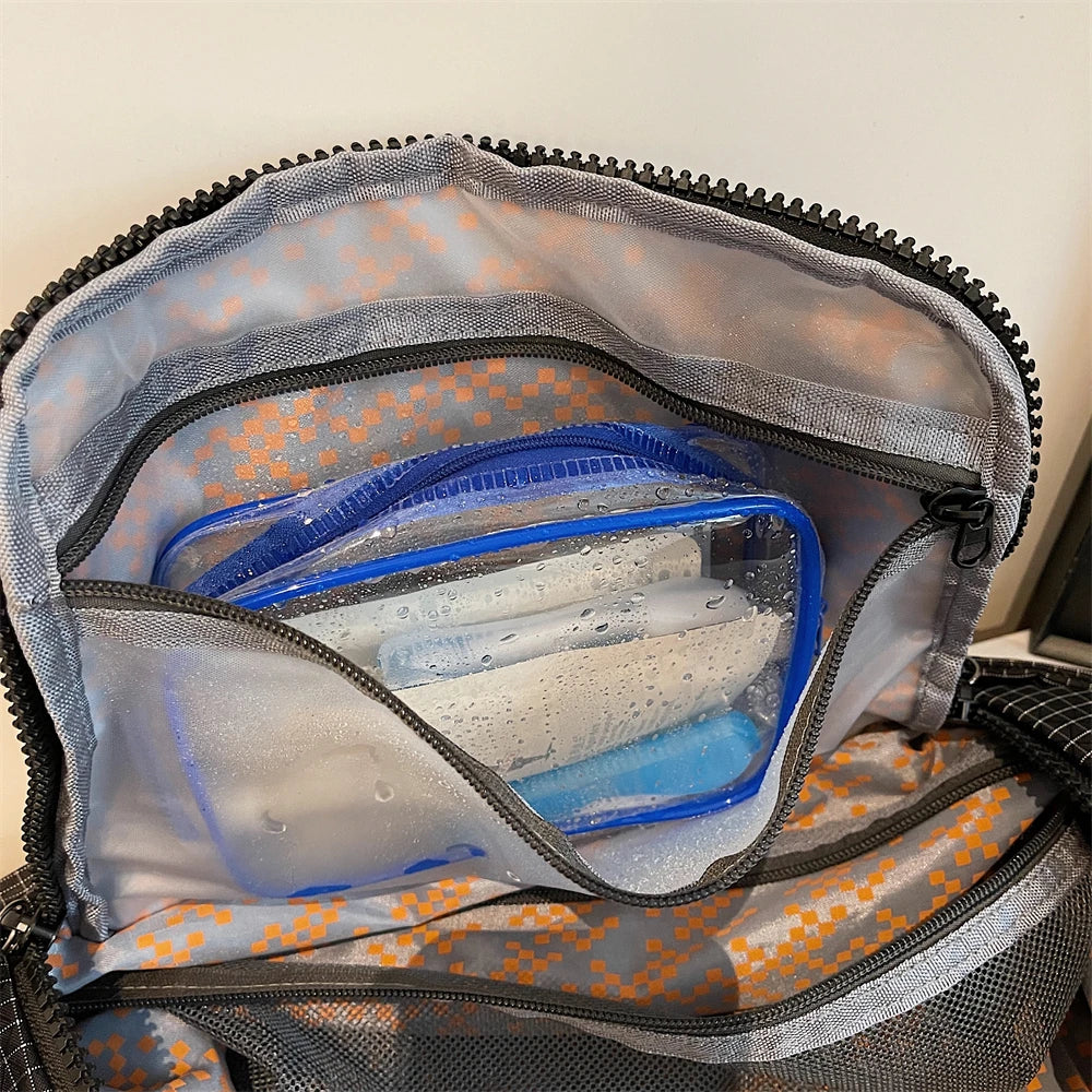 Geometric Design Travelling Shoulder Crossbody Gym Bags For Women Wet and Dry Separated Large Capacity Shopper Handbag For Sport