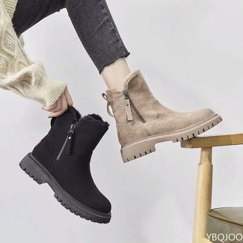 Large Size Winter Fashion Thick Sole Height Increasing and Plush Thick Women's Boots New Warm and Versatile Women's Short Boots