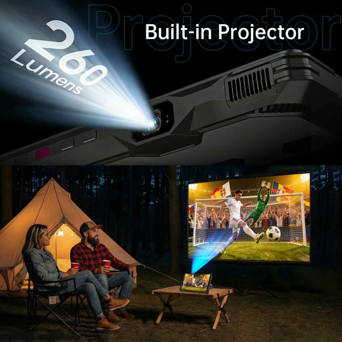 Unihertz 8849 Tank Pad Ultra-Global 1st Rugged Tablet with 260-lumen 1080PProjector, Night Vision Large Battery