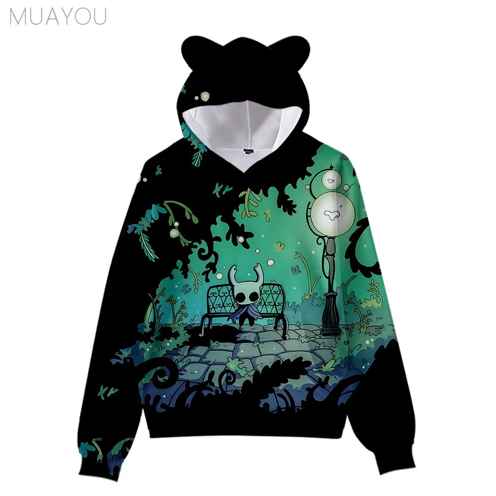 Hollow Knight Silksong kids hoodies Sweatshirts 3D Printed Cat's Ears Anime Casual Pullovers Men Women hoodie