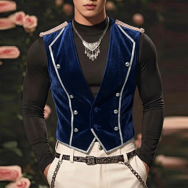 INCERUN Men's Vests Velour Patchwork Lapel Sleeveless Button Male Waistcoats Elegant Streetwear Fashion Casual Vests For Man