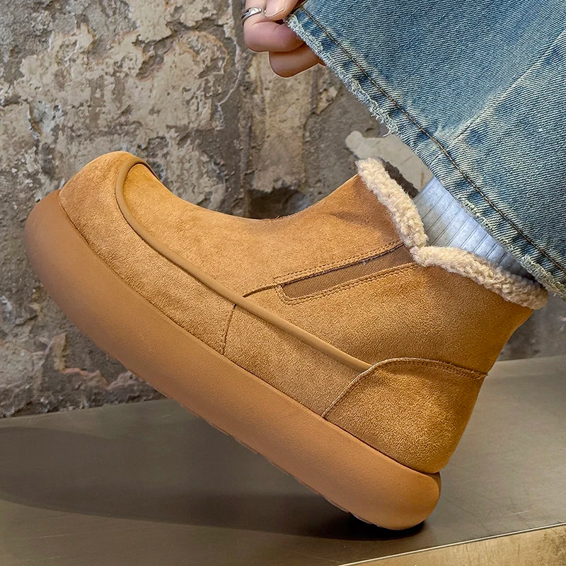 European  American High-end New Frosted Big Toe Thick Soled Snow Boots Youth Warm Plush Boots Retro Casual Lazy Boots