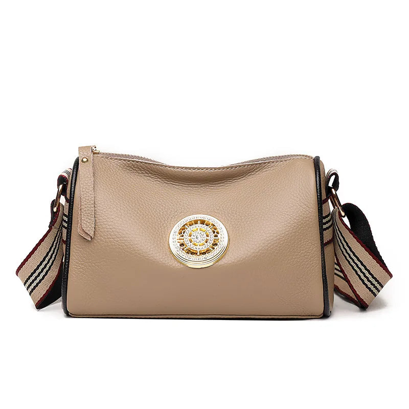 Genuine Leather Crossbody Bag, Stylish Black, Camel, Green Women's Trendy Handbag Single Shoulder Bag with Adjustable Strap