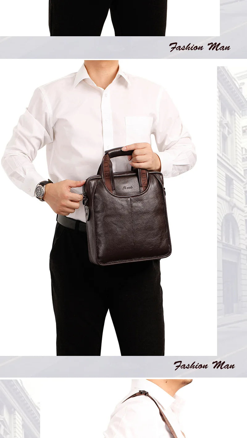 Business Briefcase Shoulder Messenger Bags Men's Genuine Leather 10-inch Laptop Bag's Men's Briefcase Office Business Handbag