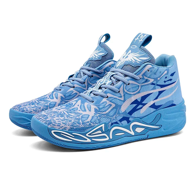 Mens Basketball Shoes Non-Slip Breathable Outdoor Sneakers Fashion Graffiti Sports Training Shoes for Running Walking