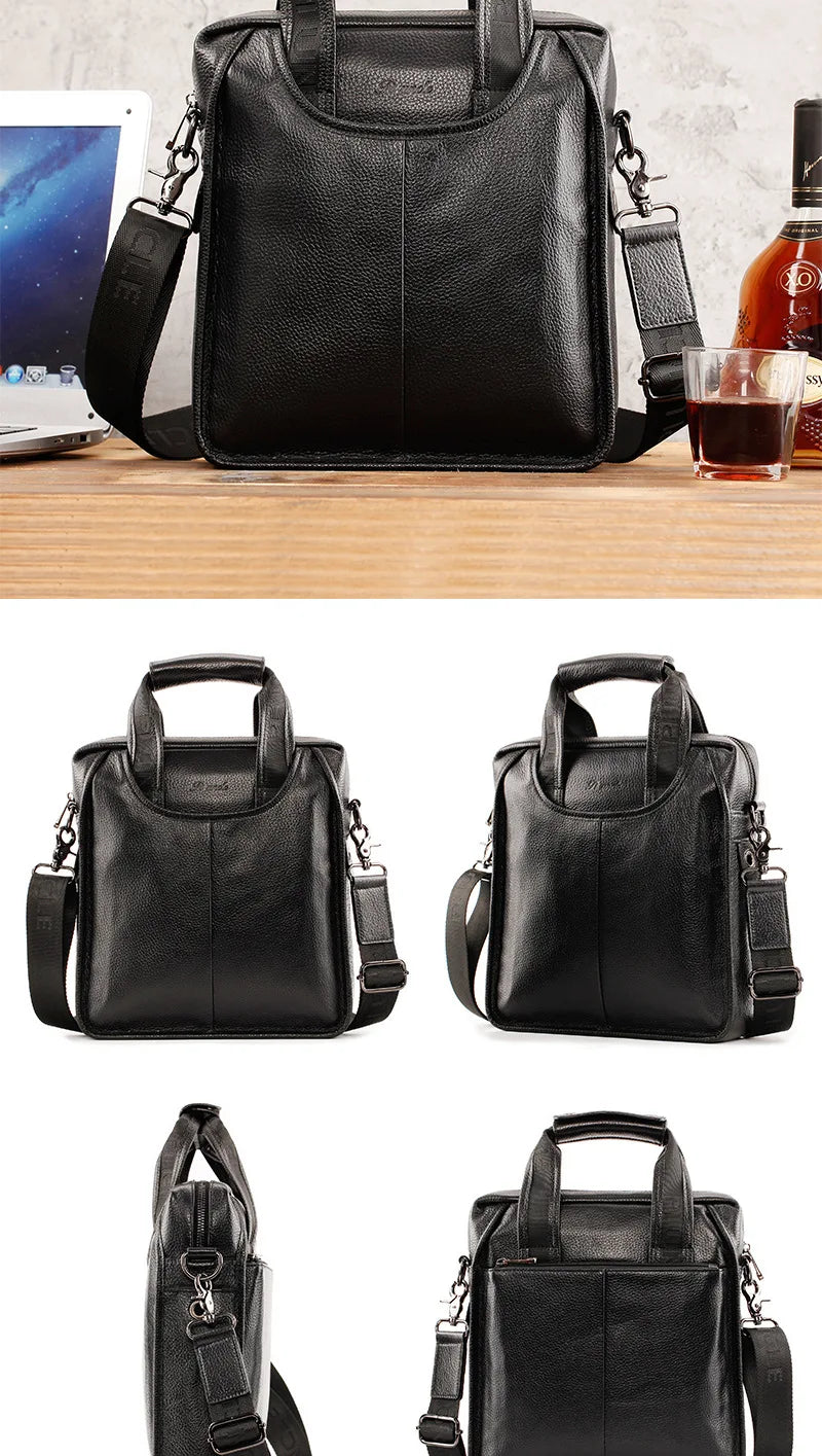 Business Briefcase Shoulder Messenger Bags Men's Genuine Leather 10-inch Laptop Bag's Men's Briefcase Office Business Handbag