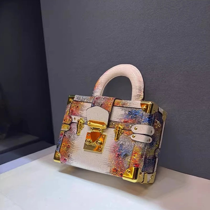Luxury Brand New Handbag Gradient Color Leather Lizard Pattern Crossbody Box Bags for Women Sac À Main Femme