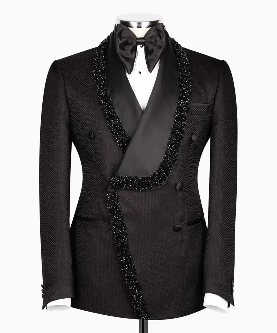 Appliques Wedding Men Suits Stylish Blazer Tailor-Made Groom 2-Pcs Coat Pant Singer Suits Formal Occasions Party Size Customized