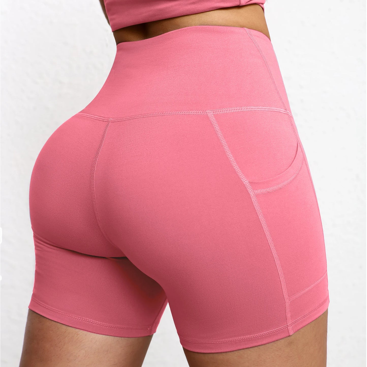 Summer Soft Yoga Shorts With Pocket Buttock Lift Gym Leggings Women High Waist Sports Shorts Women Running Workout Shorts