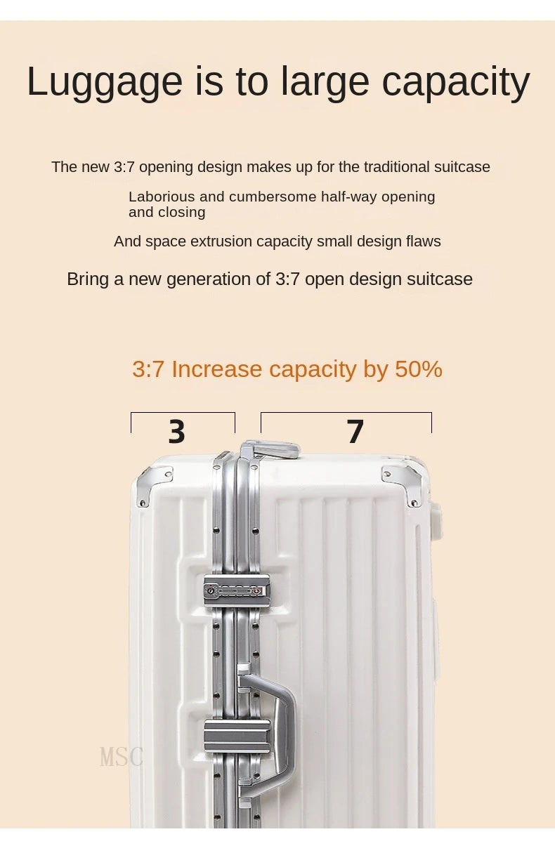 Five-wheeled Luggage 34 inch Thicken Aluminum Frame Suitcase USB Cup Holder Large Capacity TSA Lock Trolley Case Brake Wheel 24"