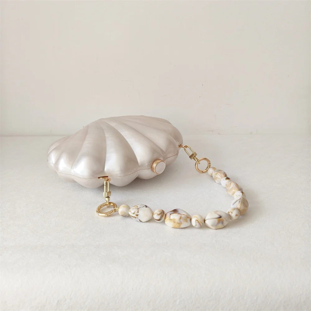 Female Shell Acrylic Box Clutches Lady Gift Evening Bag Party Prom Stones Handbags Luxury Women Wedding Bridal Clutch Purse Bag