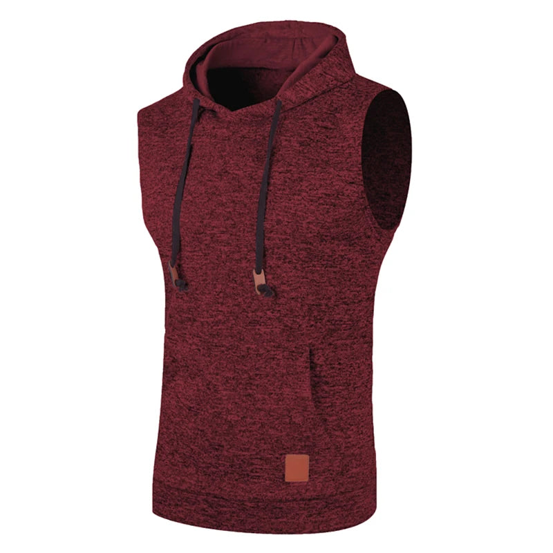 Mens Sleeveless Hoodies Fashion Casual Hooded Sweatshirt Men Bodybuilding Tank Top Sporting Shirt Waistcoat Vest Gym