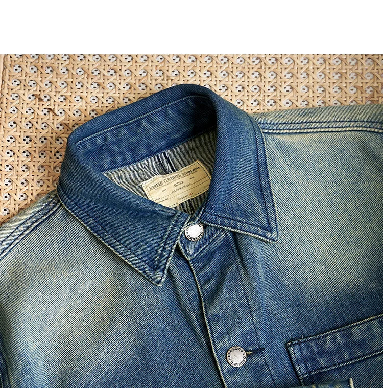 American Retro Thickened Heavyweight Men's Denim Jacket Casual Autumn Winter Workwear Outerwear Standard Fit Multi-Pocket Washed