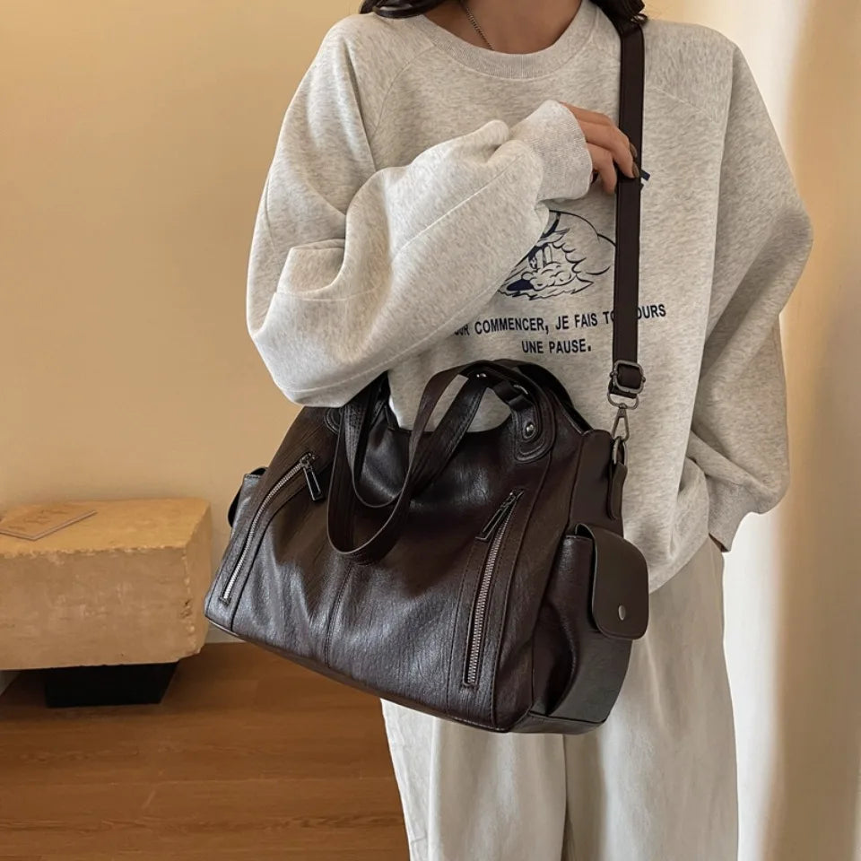 Daily Business Commuting Large Capacity Tote Hand Bags Soft Leather Shoulder Crossbody Bags for Women Handbags Sturdy Durable