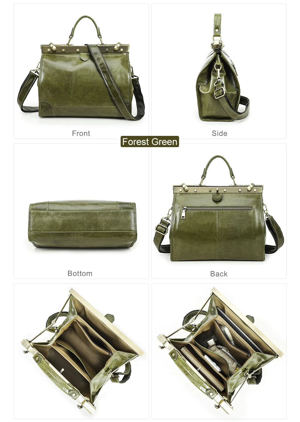 CONTACT'S Genuine Leather Top Handle Bags for Women Sling Shoulder Bags Tote Bag Handbags Metal Frame Female Bags Office Ladies