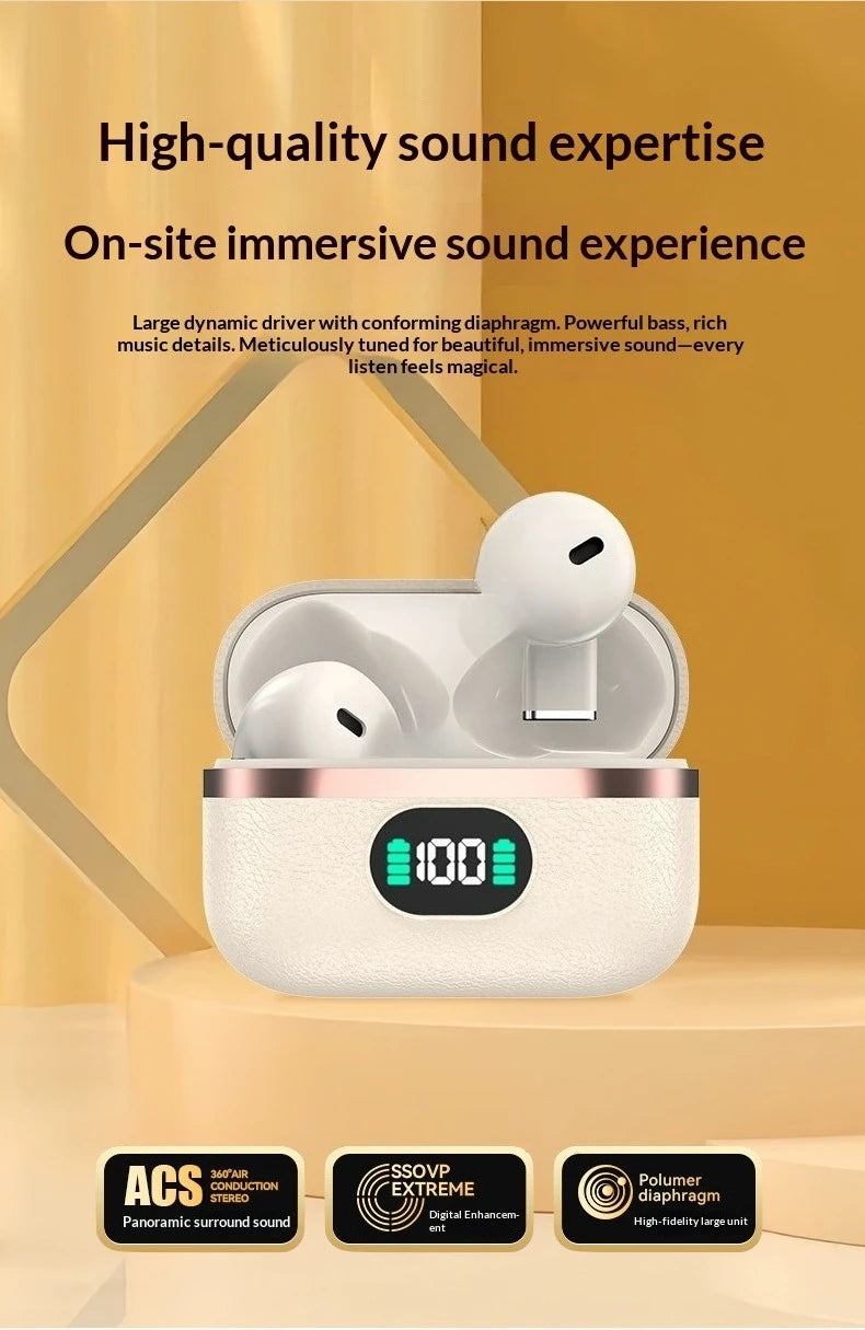 Wireless TWS Semi-In-Ear Earbuds with Sleek Design Long Endurance Battery Built-in Mic Versatile Headphones for Active Lifestyle