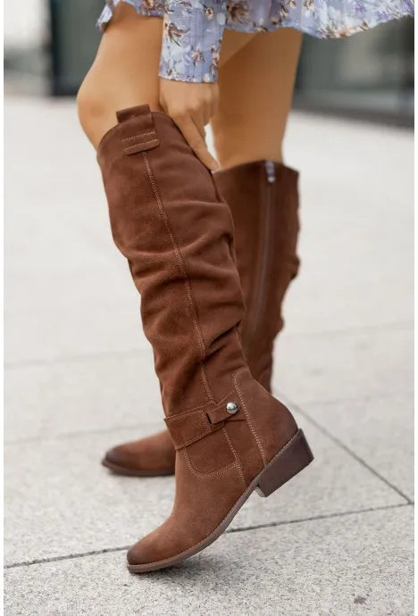 Hot Selling Retro Women Boot Large Size43Suede High Women Boot Winter Boot Women High Heel Allmach Knee Length Boots Botas Mujer