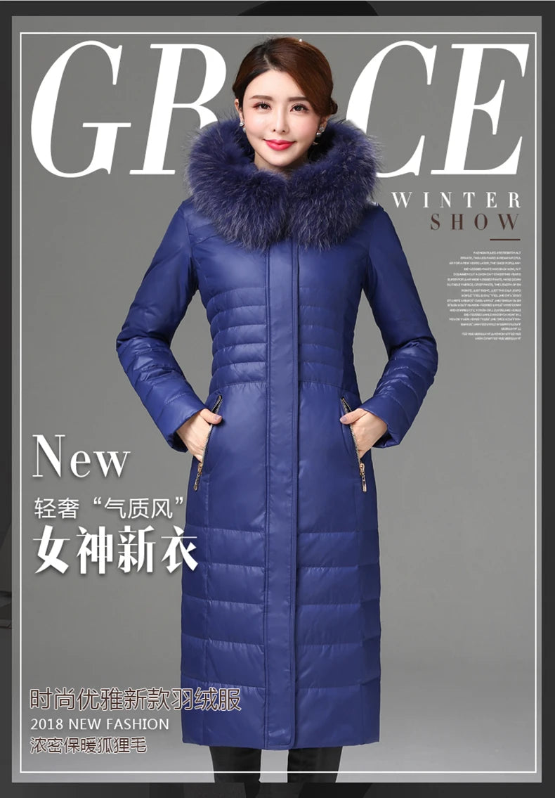 Shengyu Boya Middle-Aged and Elderly Women's Over-The-Knee Long down Jacket, Thickened Slim-Fit Coat for Mothers, New Style