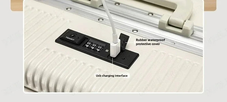 Front Opening Large Capacity Rolling Luggage Case Aluminum Frame ABS+PC Trolley Case Suitcase USB Charging Boarding Case