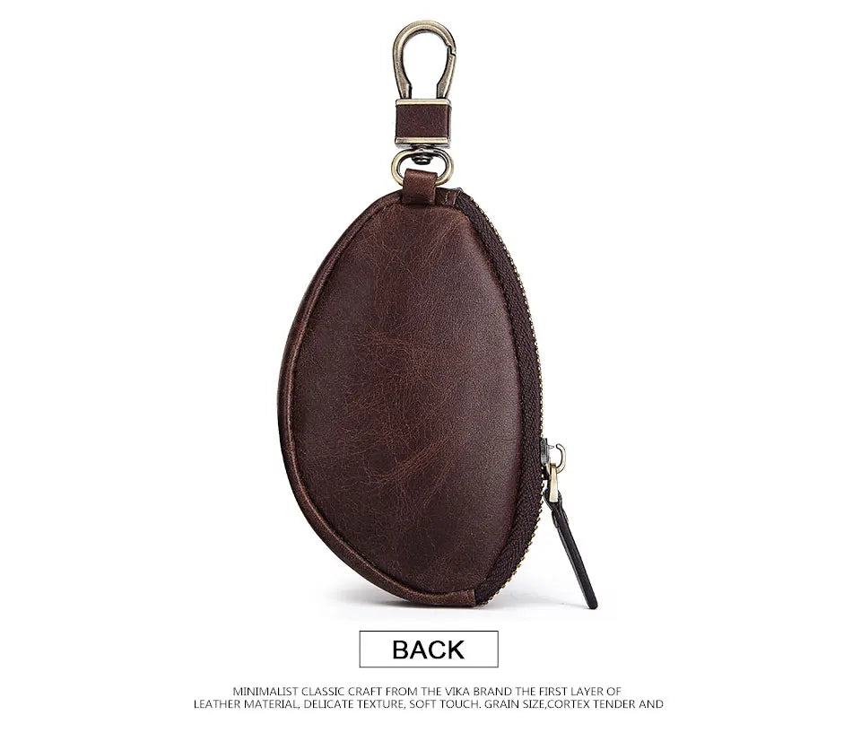 HUMERPAUL Small Key Wallet Men 100% Genuine Leather Car Key Holder Top Quality Zipper Housekeeper Keys Organizer with Coin Purse