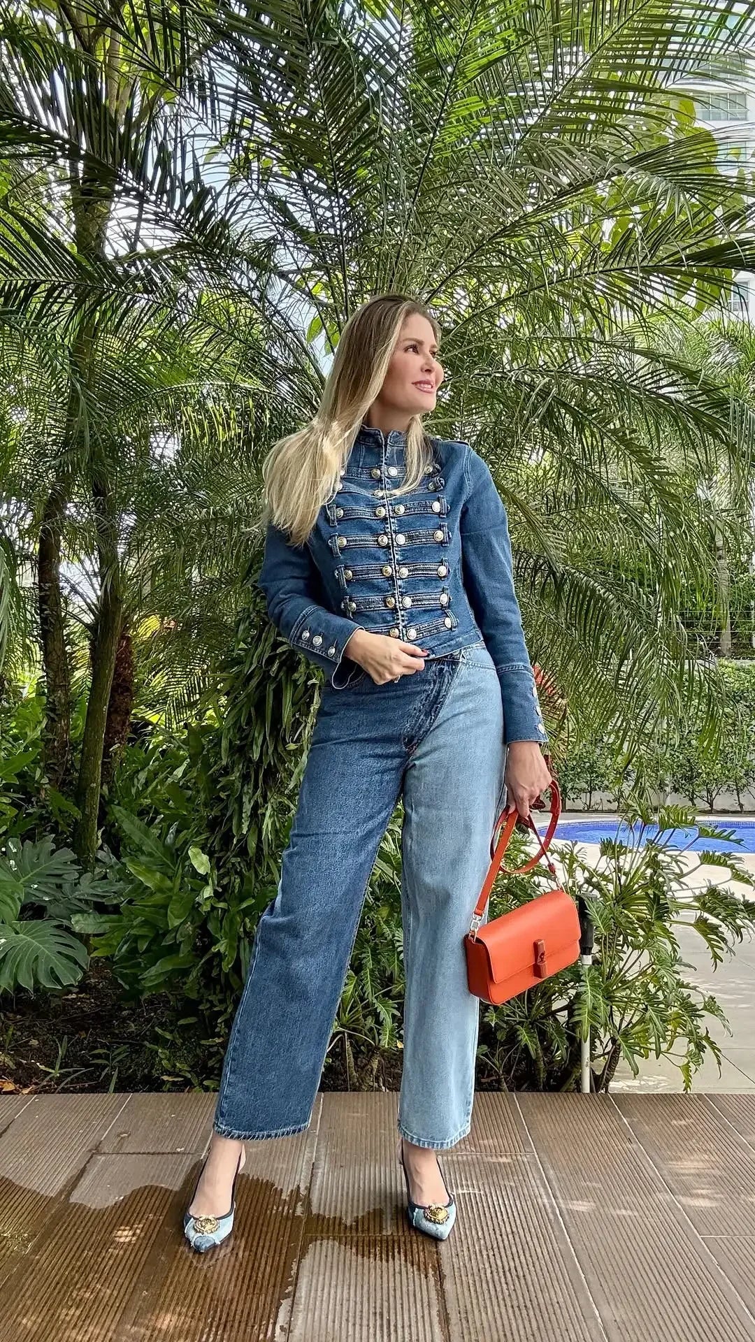 Vintage Denim Military Jacket Women Retro Solid Round Neck Single Breasted Slim Short Jackets 2026 Lady Daily Street Outerwears