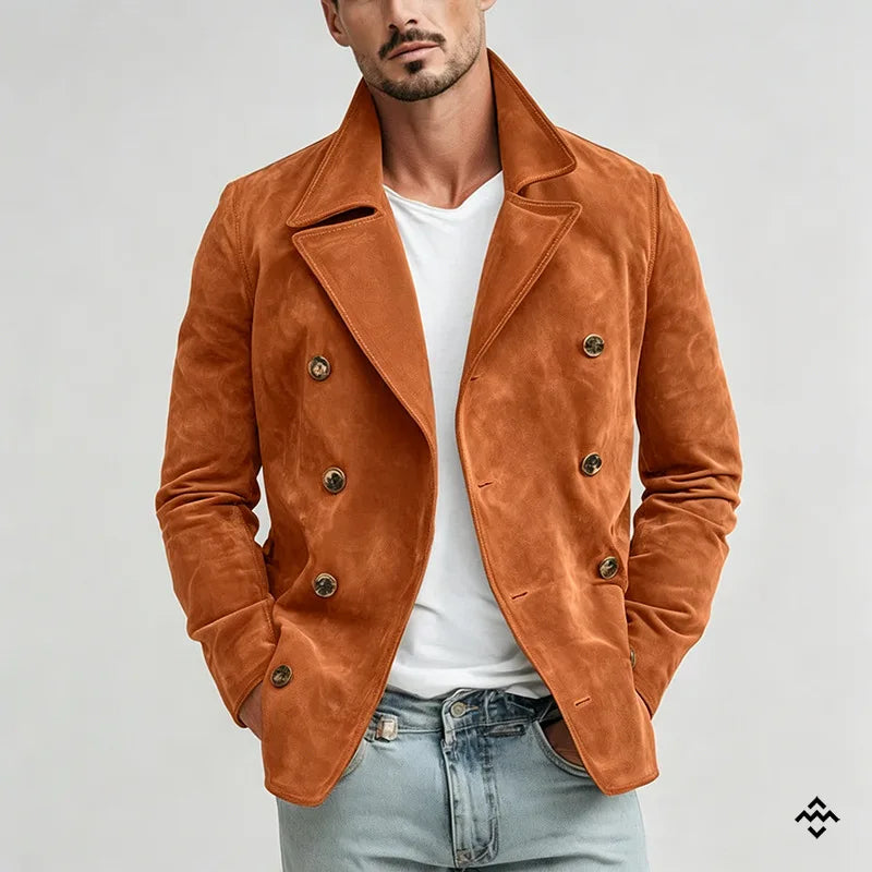 Men Autumn Winter Faux Suede Jacket New Retro Casual Fashion Coat Outdoor Commuting Daily Wear Long Sleeve Outerwear For Male