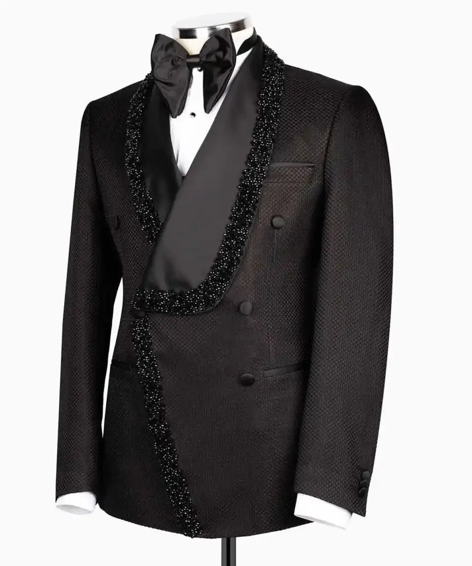 Appliques Wedding Men Suits Stylish Blazer Tailor-Made Groom 2-Pcs Coat Pant Singer Suits Formal Occasions Party Size Customized