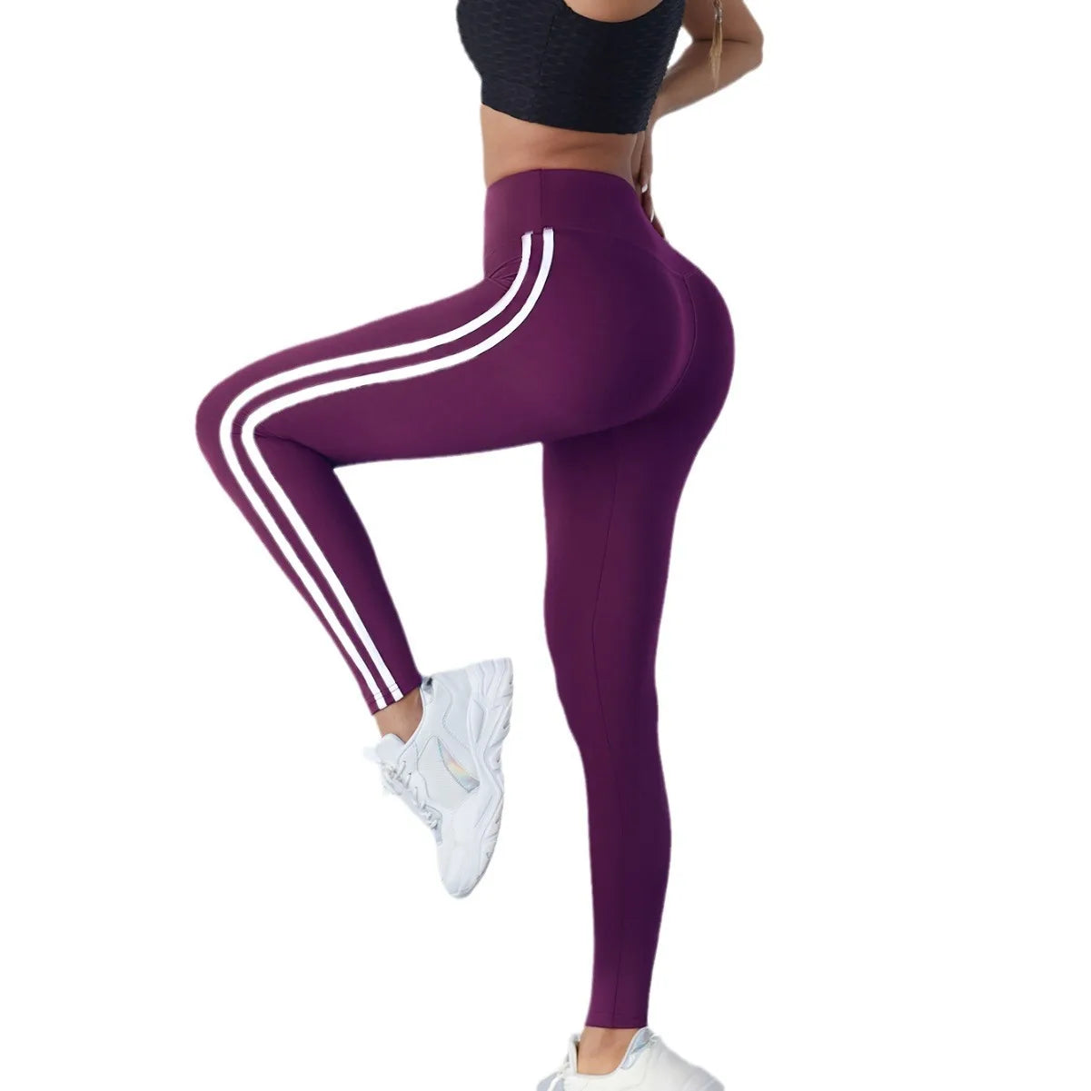 Yoga Leggings Women Striped Slim Sports Pants High Waist Hip Liftting Casual Tight Workout Running Stretchy Athletic Gym Legging