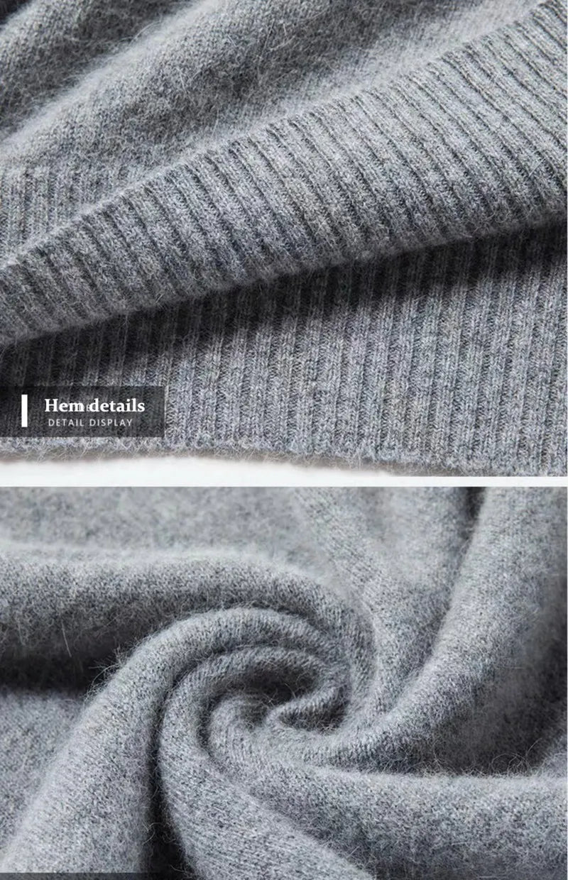 Men's 100% pure Cashmere Sweater High Lapels Pullovers Knitted Wool Winter New Tops Long Sleeve High-End Jumpers