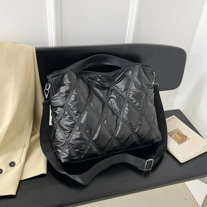 Simple Versatile Diamond Large Capacity Retro Handbag Women's Casual Soft Handle Crossbody Shoulder Bags